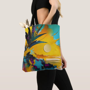 Goldener Horizont – Abstrakter tropischer Sonnenun Tasche