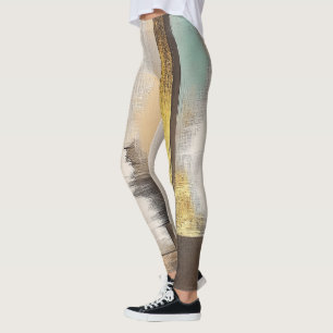 Goldener Horizont – Minimalistische abstrakte Land Leggings