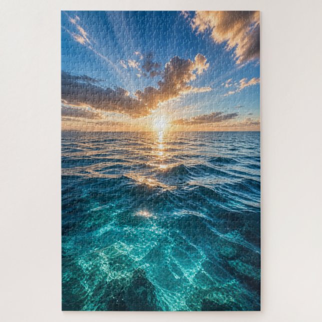 Goldener Horizont Ozean Puzzle (Vertikal)
