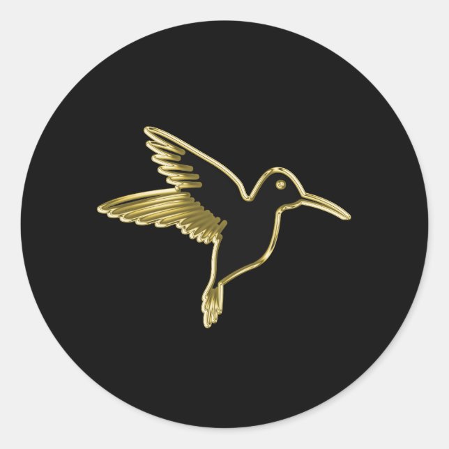 Goldener Hummingvogel mit ausgestreckten Flügeln Runder Aufkleber (Vorderseite)