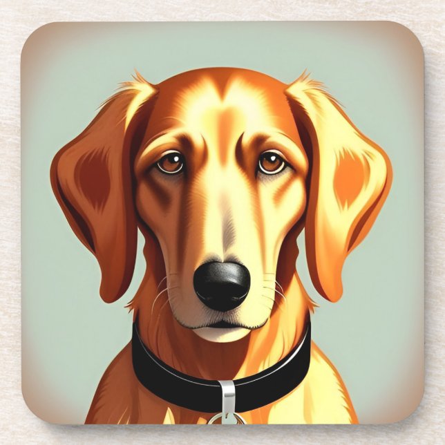 Goldener Hund mit Collar mit Identitätstafel Getränkeuntersetzer (Vorderseite)