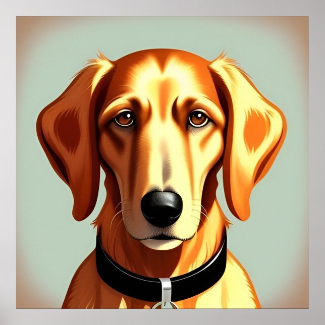 Goldener Hund mit Collar mit Identitätstafel Poster (Vorne)