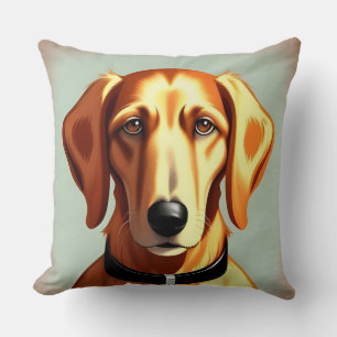 Goldener Hund mit Halsband und Identitätsetikett Kissen