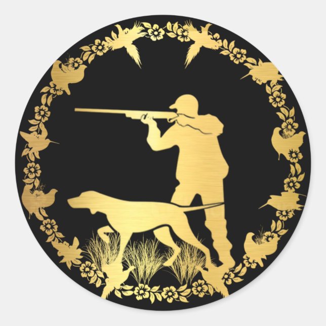 Goldener Jäger Runder Aufkleber (Vorderseite)