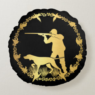 Goldener Jäger Rundes Kissen