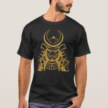 Goldener japanischer Samurai-Kabuto-Helm und Mempo