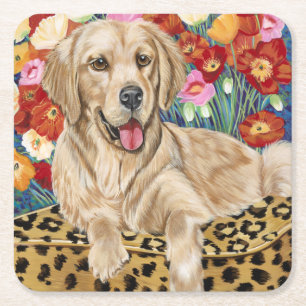 Goldener Jungen-Retriever Rechteckiger Pappuntersetzer