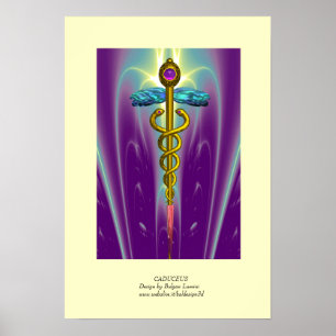 GOLDENER KADUZEUS Arzt ,Medizinisches Symbol Lila Poster