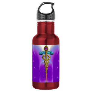 GOLDENER KADUZEUS MEDIZINSYMBOL Ultra Violett Lila Trinkflasche