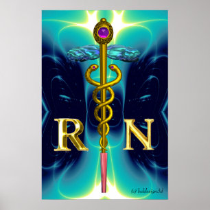 GOLDENER KADUZEUS REGISTRIERTE PFLEGEKRAFT SYMBOL POSTER