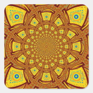 Goldener Kaleidoskop Kunst Druck Quadratischer Aufkleber