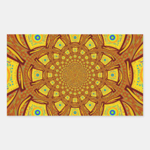 Goldener Kaleidoskop Kunst Druck Rechteckiger Aufkleber