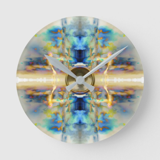 Goldener Kaleidoskop-Lautsprecher Runde Wanduhr (Vorderseite)
