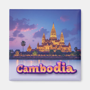 Goldener kambodschanischer Tempel bei Dämmerung Magnet