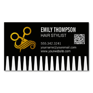 Goldener Kamm Hairstylist QR-Code Magnetische Visitenkarte