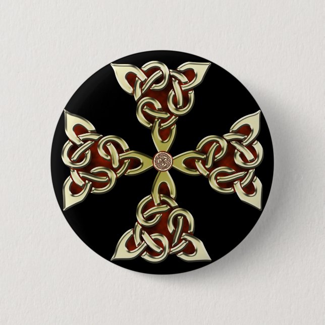 Goldener keltisches Kreuz-Knopf Button (Vorderseite)