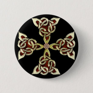 Goldener keltisches Kreuz-Knopf Button