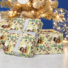 Goldener Kiefernrahmen Geschenkpapier