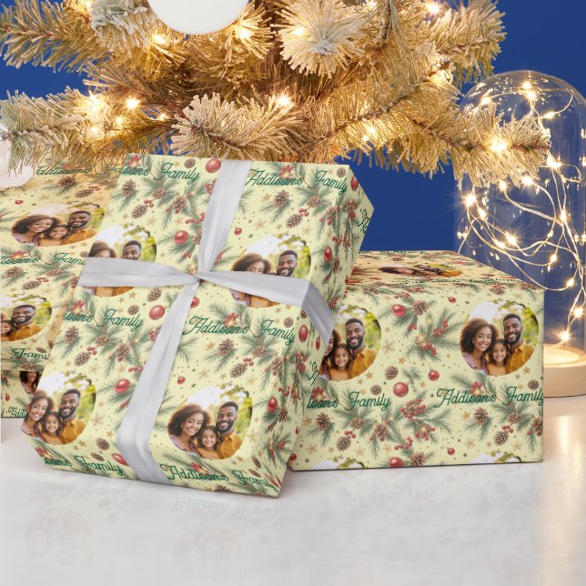 Goldener Kiefernrahmen Geschenkpapier (Feiertage)