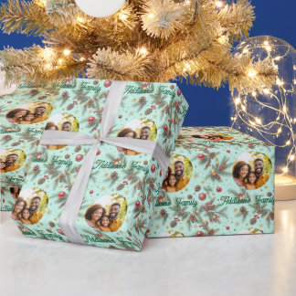 Goldener Kiefernrahmen Geschenkpapier