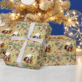 Goldener Kiefernrahmen Geschenkpapier
