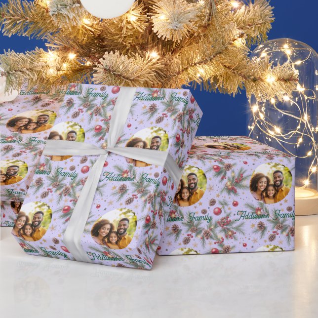 Goldener Kiefernrahmen Geschenkpapier (Feiertage)