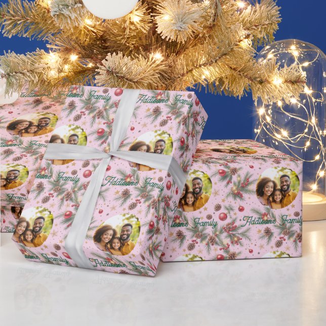 Goldener Kiefernrahmen Geschenkpapier (Feiertage)