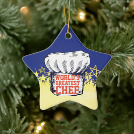 Goldener Koch, der weltbesten Koch Weihnachten Keramik Ornament