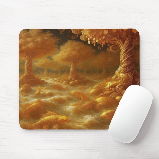Goldener Koi Mousepad (Mit Mouse)