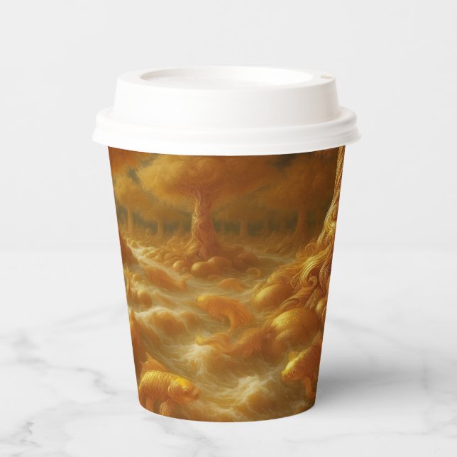 Goldener Koi Pappbecher (Vorderseite)