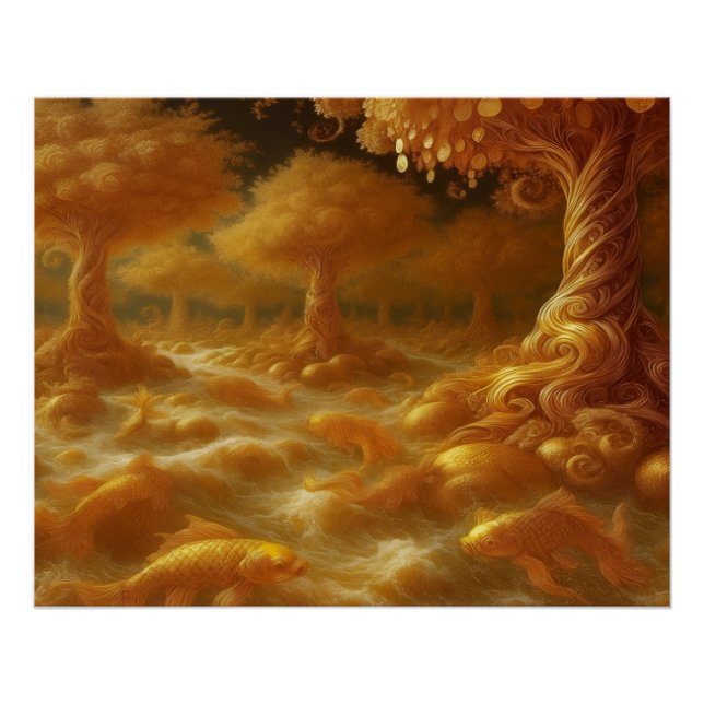 Goldener Koi Poster (Vorderseite)