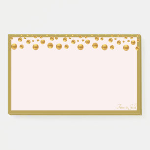 Goldener Konfetti und goldener Rahmen für Elfenbei Post-it Klebezettel