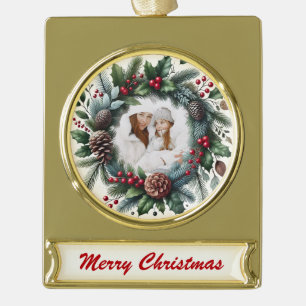 Goldener Kranz – Anpassbares Weihnachtsandenken Banner-Ornament Gold