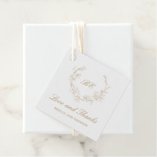 Goldener Kranz Monogramm Elegante Hochzeit Geschenkanhänger