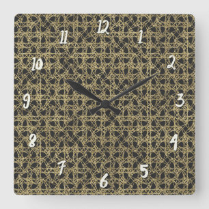 Goldener Kratzer Moderne Pracht Quadratische Wanduhr