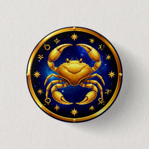 Goldener Krebs Kosmischer Tierkreis Button