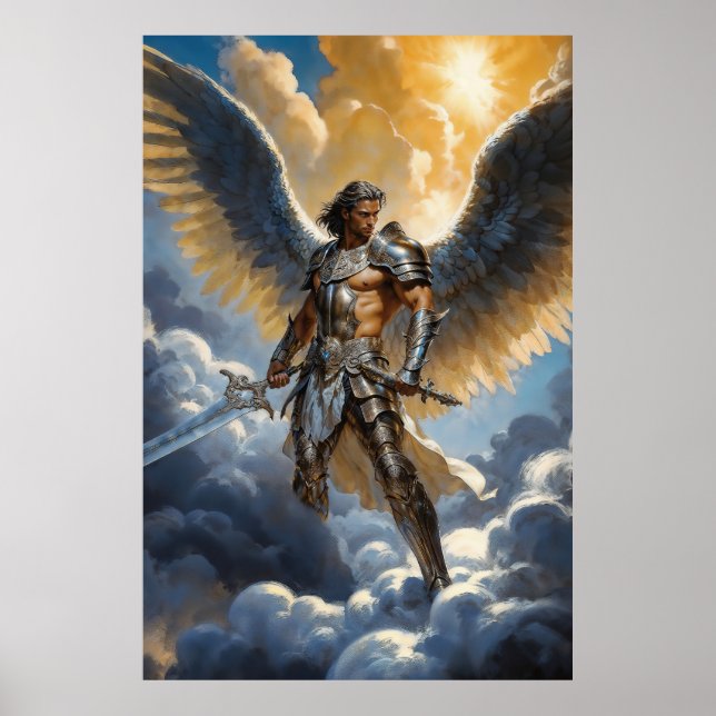 Goldener Krieger des Erzengels Michael Poster (Vorne)