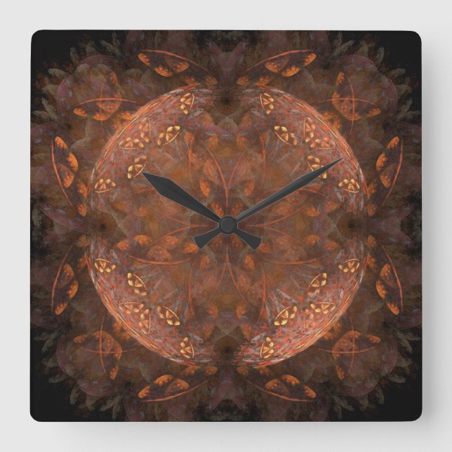 Goldener Kupferschimmer Quadratische Wanduhr (Vorderseite)