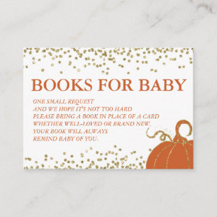 Goldener Kürbis Herbst-Baby-Shower-Buch-Anfragekar Begleitkarte