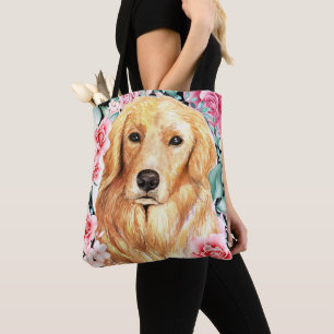 Goldener Labrador Aquarellhund Rose Tasche