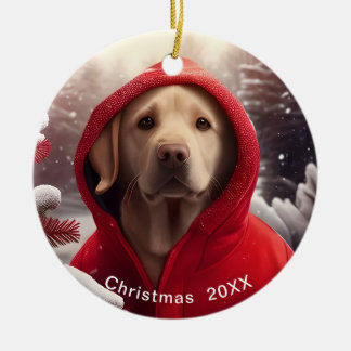 Goldener Labrador Weihnachtsdatum oder Pet-Foto hi Keramik Ornament