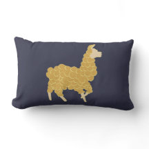 Goldener Lama-lumbales Kissen-Kissen