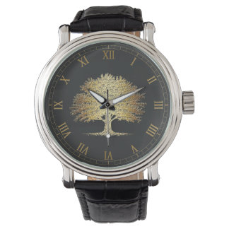 Goldener Lebensbaum (Eiche) Armbanduhr