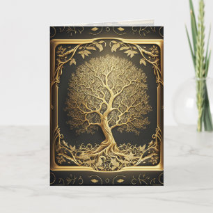 Goldener Lebensbaum Verzierte Grafik-Kunstkarte Karte