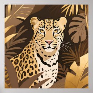 Goldener Leopard Dschungel Boho Wildnis  Poster