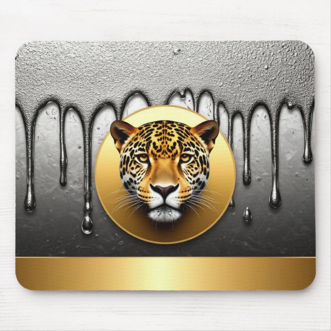 Goldener Leopard mit Wasserfalldetails 🐆 Mousepad (Vorne)