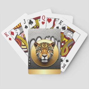 Goldener Leopard mit Wasserfalldetails 🐆 Spielkarten