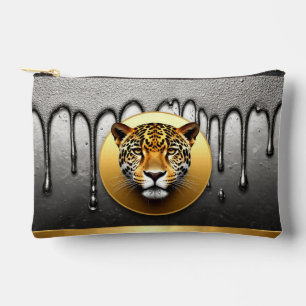 Goldener Leopard mit Wasserfalldetails 🐆 Zubehörtasche