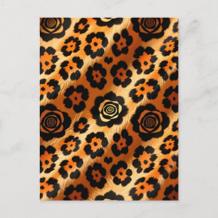 Goldener Leopard-Rosen-Tierdruck Postkarte