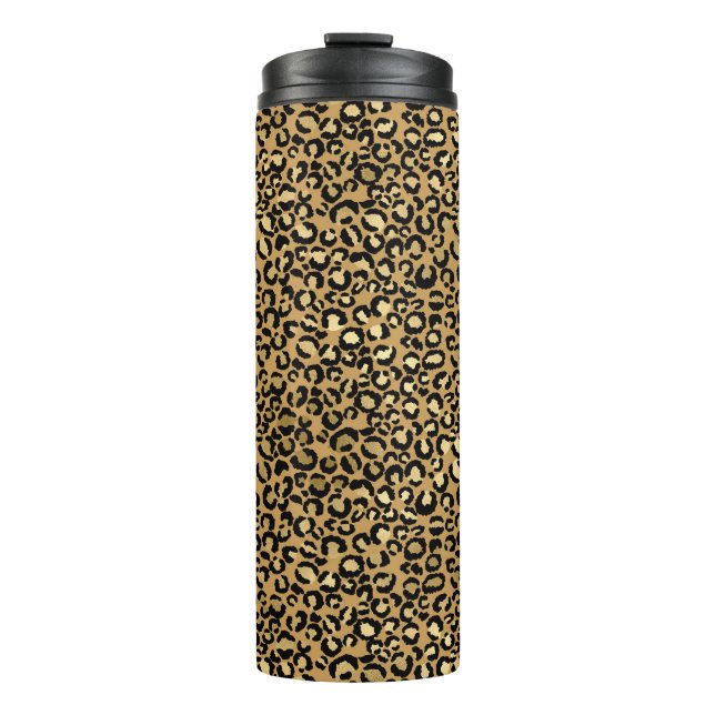 Goldener Leopardendruck Thermosbecher (Vorderseite)